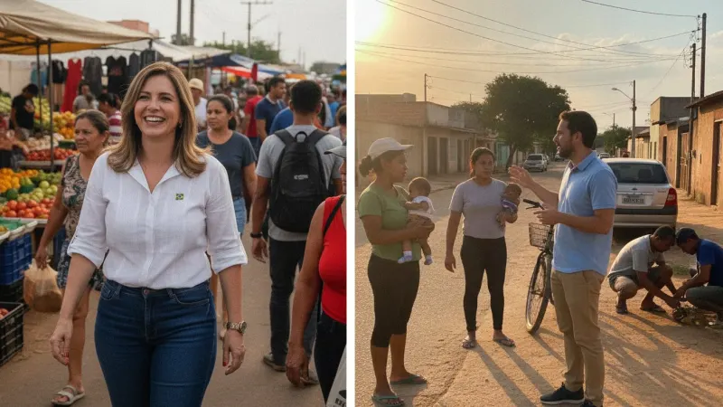 Celina Leão e Leandro Grass em campanha no Distrito Federal para o segundo turno das eleições de 2026
