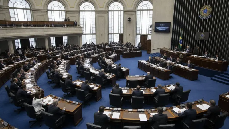 Senadores debatendo a PEC 221/2019 no Plenário do Senado Federal em Brasília