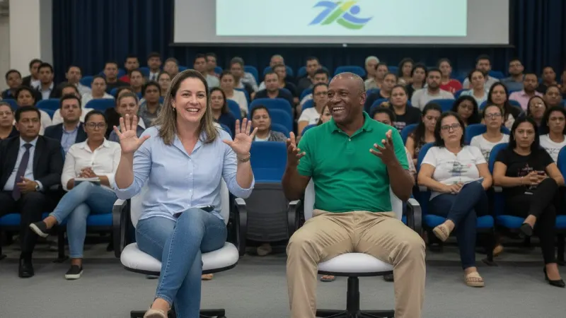 Magic Paula e André Heller em painel de debate sobre esporte em Campo Grande, MS