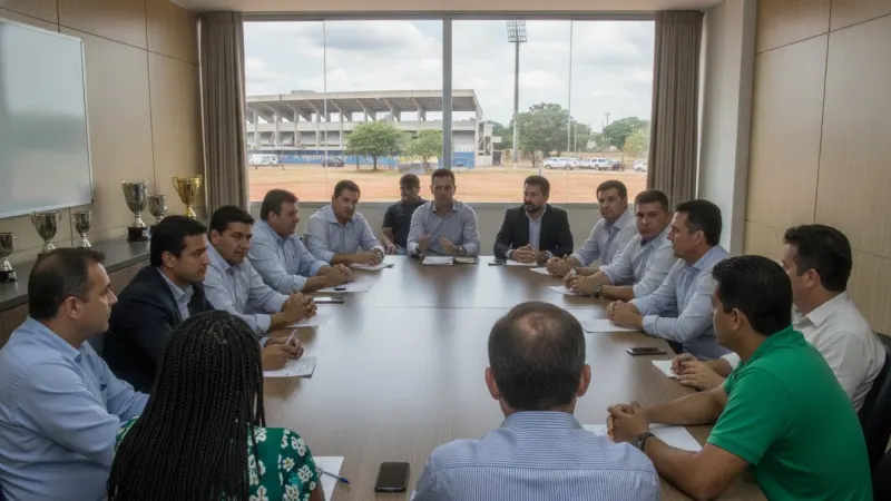 Membros do Conselho Deliberativo do Goiás Esporte Clube em reunião para aprovação de empréstimo